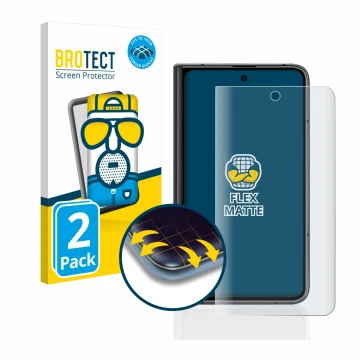 Vorderseite einer Produktverpackung mit dem Markenlogo BROTECT. Daneben ist das Gerät Google Pixel Fold (Äußeres Display) mit 
