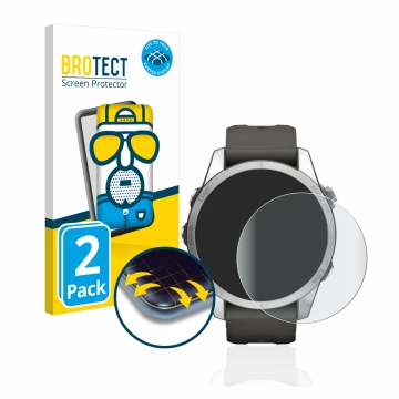 Vorderseite einer Produktverpackung mit dem Markenlogo BROTECT. Daneben ist das Gerät Garmin Fenix 7S Pro Solar (42 mm) mit de