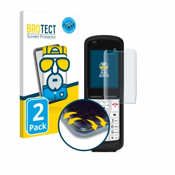 Vorderseite einer Produktverpackung mit dem Markenlogo BROTECT. Daneben ist das Gerät Unify OpenScape DECT Phone R6 mit dem zu