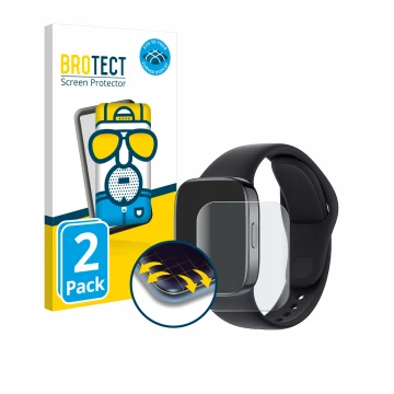 Vorderseite einer Produktverpackung mit dem Markenlogo BROTECT. Daneben ist das Gerät Xiaomi Redmi Watch 3 mit dem zugehörigen