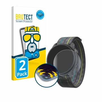 Vorderseite einer Produktverpackung mit dem Markenlogo BROTECT. Daneben ist das Gerät Coros Pace 3 mit dem zugehörigen Display