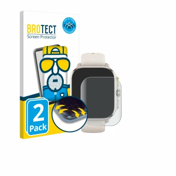 Vorderseite einer Produktverpackung mit dem Markenlogo BROTECT. Daneben ist das Gerät Huami Amazfit Cheetah (Square) mit dem z