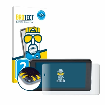 Vorderseite einer Produktverpackung mit dem Markenlogo BROTECT. Daneben ist das Gerät BMW ConnectedRide Navigator mit dem zuge