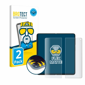 Vorderseite einer Produktverpackung mit dem Markenlogo BROTECT. Daneben ist das Gerät OnePlus Open (Inneres Display) mit dem z