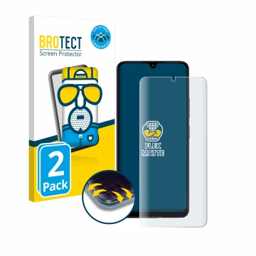 Vorderseite einer Produktverpackung mit dem Markenlogo BROTECT. Daneben ist das Gerät Xiaomi Poco C65 mit dem zugehörigen Disp