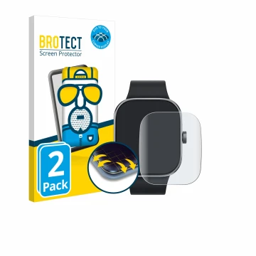 Vorderseite einer Produktverpackung mit dem Markenlogo BROTECT. Daneben ist das Gerät Xiaomi Redmi Watch 4 mit dem zugehörigen