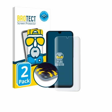 Vorderseite einer Produktverpackung mit dem Markenlogo BROTECT. Daneben ist das Gerät Samsung Galaxy A15 mit dem zugehörigen D