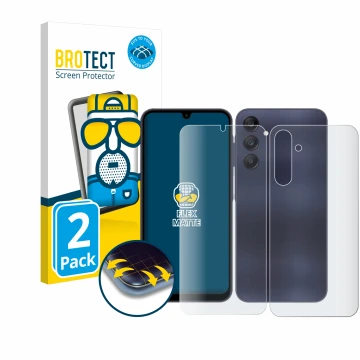Vorderseite einer Produktverpackung mit dem Markenlogo BROTECT. Daneben ist das Gerät Samsung Galaxy A25 5G (Display+Rückseite
