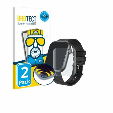 Vorderseite einer Produktverpackung mit dem Markenlogo BROTECT. Daneben ist das Gerät walkbee Smartwatch 1.96
