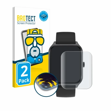 Vorderseite einer Produktverpackung mit dem Markenlogo BROTECT. Daneben ist das Gerät Yuede Smartwatch 1.96
