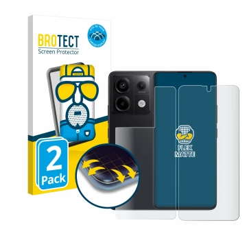 Vorderseite einer Produktverpackung mit dem Markenlogo BROTECT. Daneben ist das Gerät Xiaomi Redmi Note 13 Pro 5G (Display+Rüc