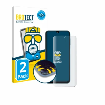 Vorderseite einer Produktverpackung mit dem Markenlogo BROTECT. Daneben ist das Gerät Samsung Galaxy M34 mit dem zugehörigen D