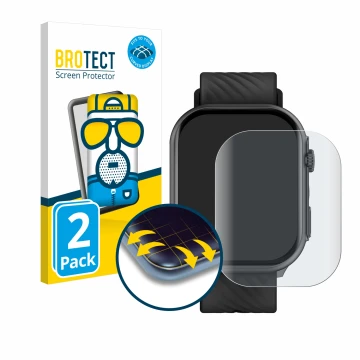 Vorderseite einer Produktverpackung mit dem Markenlogo BROTECT. Daneben ist das Gerät Yuede Smartwatch 2