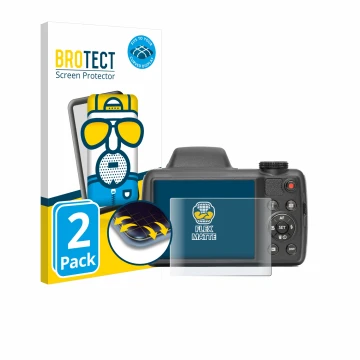 Vorderseite einer Produktverpackung mit dem Markenlogo BROTECT. Daneben ist das Gerät Kodak Pixpro AZ528 mit dem zugehörigen D