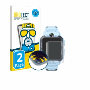Vorderseite einer Produktverpackung mit dem Markenlogo BROTECT. Daneben ist das Gerät Imoo Watch Phone Z7 mit dem zugehörigen 
