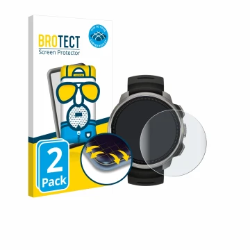 Vorderseite einer Produktverpackung mit dem Markenlogo BROTECT. Daneben ist das Gerät Suunto Ocean mit dem zugehörigen Display