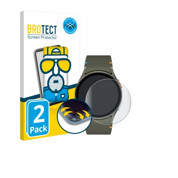Vorderseite einer Produktverpackung mit dem Markenlogo BROTECT. Daneben ist das Gerät Samsung Galaxy Watch 7 (40 mm) mit dem z