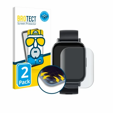 Vorderseite einer Produktverpackung mit dem Markenlogo BROTECT. Daneben ist das Gerät Xiaomi Redmi Watch 5 Active mit dem zuge