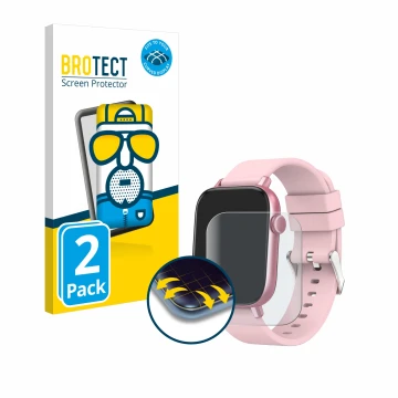 Vorderseite einer Produktverpackung mit dem Markenlogo BROTECT. Daneben ist das Gerät Ombar Smartwatch 1.9