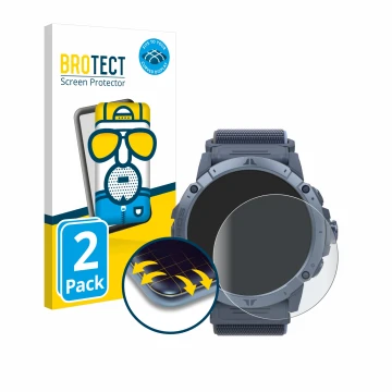 Vorderseite einer Produktverpackung mit dem Markenlogo BROTECT. Daneben ist das Gerät Coros Vertix 2S mit dem zugehörigen Disp