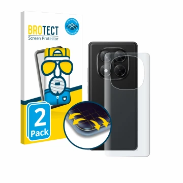 Vorderseite einer Produktverpackung mit dem Markenlogo BROTECT. Daneben ist das Gerät Xiaomi Redmi Note 14 Pro (Rückseite) mit