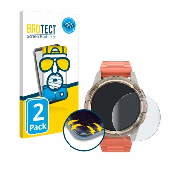 Vorderseite einer Produktverpackung mit dem Markenlogo BROTECT. Daneben ist das Gerät Xiaomi Mibro GS Active mit dem zugehörig