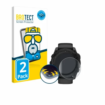 Vorderseite einer Produktverpackung mit dem Markenlogo BROTECT. Daneben ist das Gerät Garmin Tactix 8 Solar (51 mm) mit dem zu