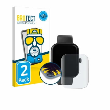 Vorderseite einer Produktverpackung mit dem Markenlogo BROTECT. Daneben ist das Gerät Hama Smartwatch 5000 mit dem zugehörigen