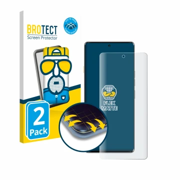 Vorderseite einer Produktverpackung mit dem Markenlogo BROTECT. Daneben ist das Gerät Tecno Camon 40 Pro 5G mit dem zugehörige
