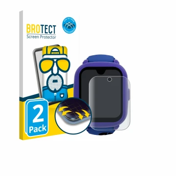 Vorderseite einer Produktverpackung mit dem Markenlogo BROTECT. Daneben ist das Gerät SaveFamily Iconic Plus 2 4G mit dem zuge