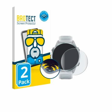 Vorderseite einer Produktverpackung mit dem Markenlogo BROTECT. Daneben ist das Gerät Garmin Forerunner 570 (42 mm) mit dem zu