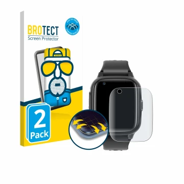 Vorderseite einer Produktverpackung mit dem Markenlogo BROTECT. Daneben ist das Gerät Krostming Kids Smartwatch GPS 4G mit dem