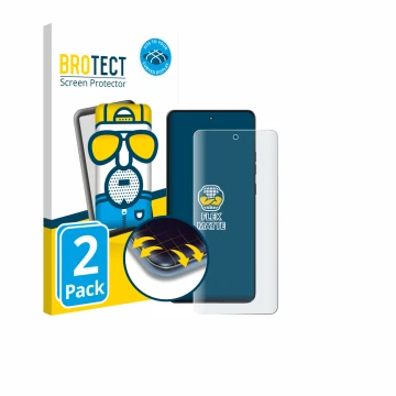 Vorderseite einer Produktverpackung mit dem Markenlogo BROTECT. Daneben ist das Gerät Motorola Moto G86 mit dem zugehörigen Di