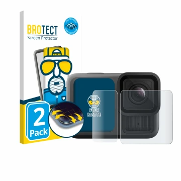 Vorderseite einer Produktverpackung mit dem Markenlogo BROTECT. Daneben ist das Gerät GoPro Hero 13 Black Ultra Wide Edition m