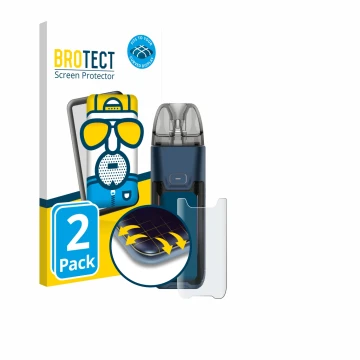 Vorderseite einer Produktverpackung mit dem Markenlogo BROTECT. Daneben ist das Gerät Vaporesso Luxe XR Max 2 mit dem zugehöri