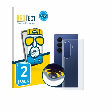 Vorderseite einer Produktverpackung mit dem Markenlogo BROTECT. Daneben ist das Gerät Samsung Galaxy Z Fold 7 (Rückseite) mit 