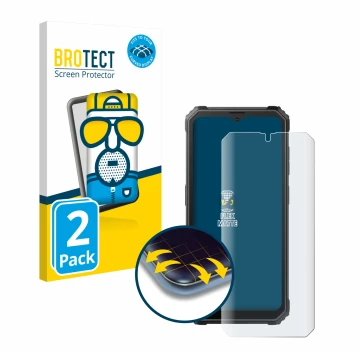 Vorderseite einer Produktverpackung mit dem Markenlogo BROTECT. Daneben ist das Gerät Blackview BV4800 mit dem zugehörigen Dis