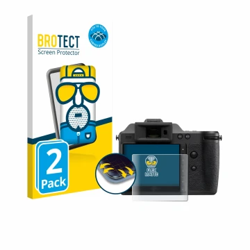 Vorderseite einer Produktverpackung mit dem Markenlogo BROTECT. Daneben ist das Gerät Hasselblad X2D II 100C mit dem zugehörig