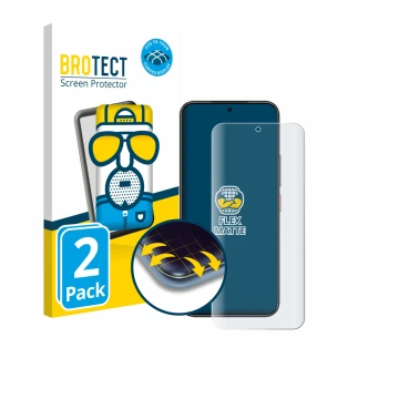 Vorderseite einer Produktverpackung mit dem Markenlogo BROTECT. Daneben ist das Gerät Nubia Air mit dem zugehörigen Displaysch