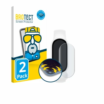 Vorderseite einer Produktverpackung mit dem Markenlogo BROTECT. Daneben ist das Gerät Xiaomi Smart Band 10 Ceramic Edition mit