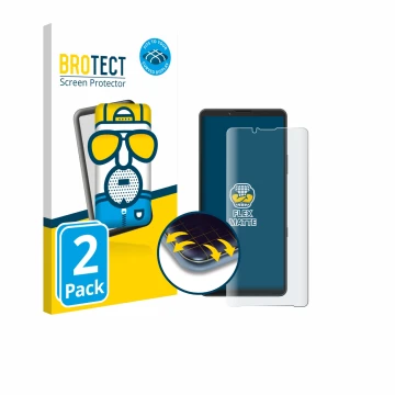 Vorderseite einer Produktverpackung mit dem Markenlogo BROTECT. Daneben ist das Gerät Sony Xperia 10 VII mit dem zugehörigen D