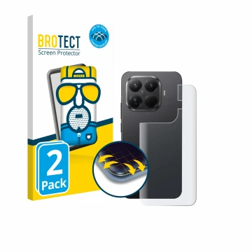 Vorderseite einer Produktverpackung mit dem Markenlogo BROTECT. Daneben ist das Gerät Xiaomi 15T Pro (Rückseite) mit dem zugeh