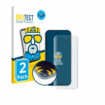 Vorderseite einer Produktverpackung mit dem Markenlogo BROTECT. Daneben ist das Gerät Google Pixel 9 (case-friendly) mit dem z