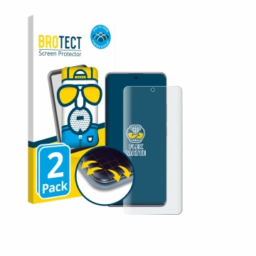 Vorderseite einer Produktverpackung mit dem Markenlogo BROTECT. Daneben ist das Gerät Xiaomi Redmi Note 14 Pro Plus 5G mit dem