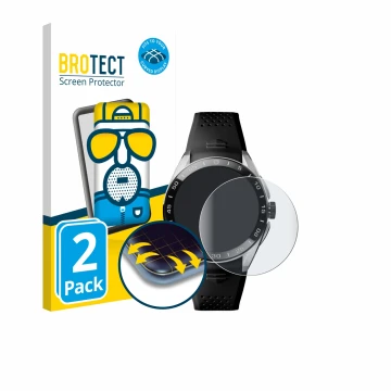 Vorderseite einer Produktverpackung mit dem Markenlogo BROTECT. Daneben ist das Gerät TAG Heuer Connected Calibre E5 (45 mm) m