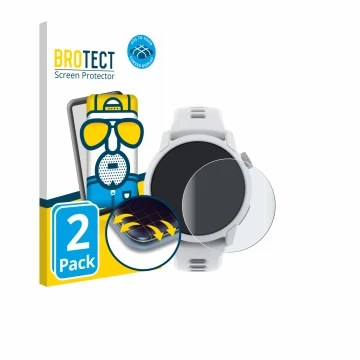 Vorderseite einer Produktverpackung mit dem Markenlogo BROTECT. Daneben ist das Gerät Coros Pace 4 mit dem zugehörigen Display