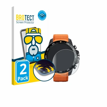 Vorderseite einer Produktverpackung mit dem Markenlogo BROTECT. Daneben ist das Gerät Xiaomi Mibro GS Explorer S mit dem zugeh