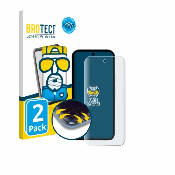 Vorderseite einer Produktverpackung mit dem Markenlogo BROTECT. Daneben ist das Gerät Google Pixel 10a mit dem zugehörigen Dis