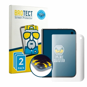 Vorderseite einer Produktverpackung mit dem Markenlogo BROTECT. Daneben ist das Gerät Apple iPhone Duo mit dem zugehörigen Dis