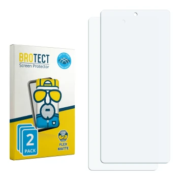 Vorderseite einer Produktverpackung mit dem Markenlogo BROTECT. Daneben ist der zugehörige Displayschutz.